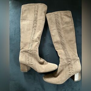 Franco Sarto Taupe Suede Heeled Boots